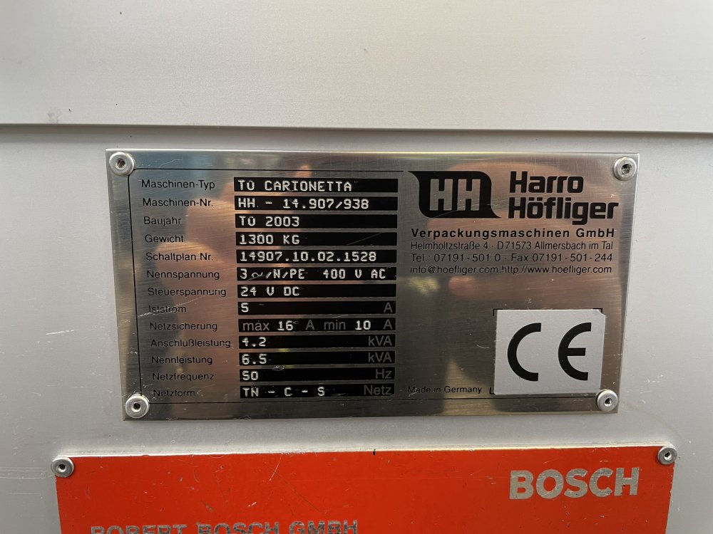 BOSCH / HARRO HÖFLIGER Cartonetta Kartoniermaschine