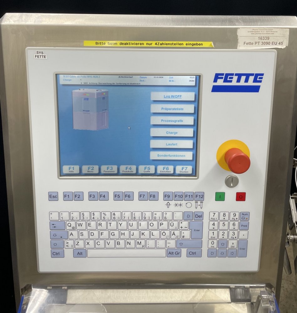 FETTE PT 3090 Tablettenpresse 27 Stationen EU 45/40