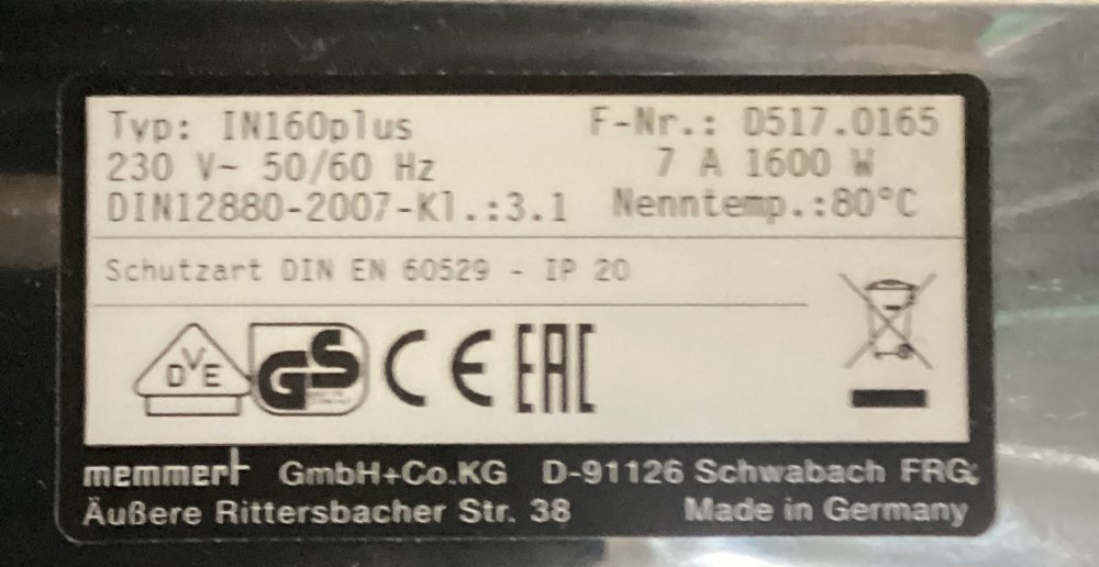 MEMMERT IN 160 plus Incubator stainless steel