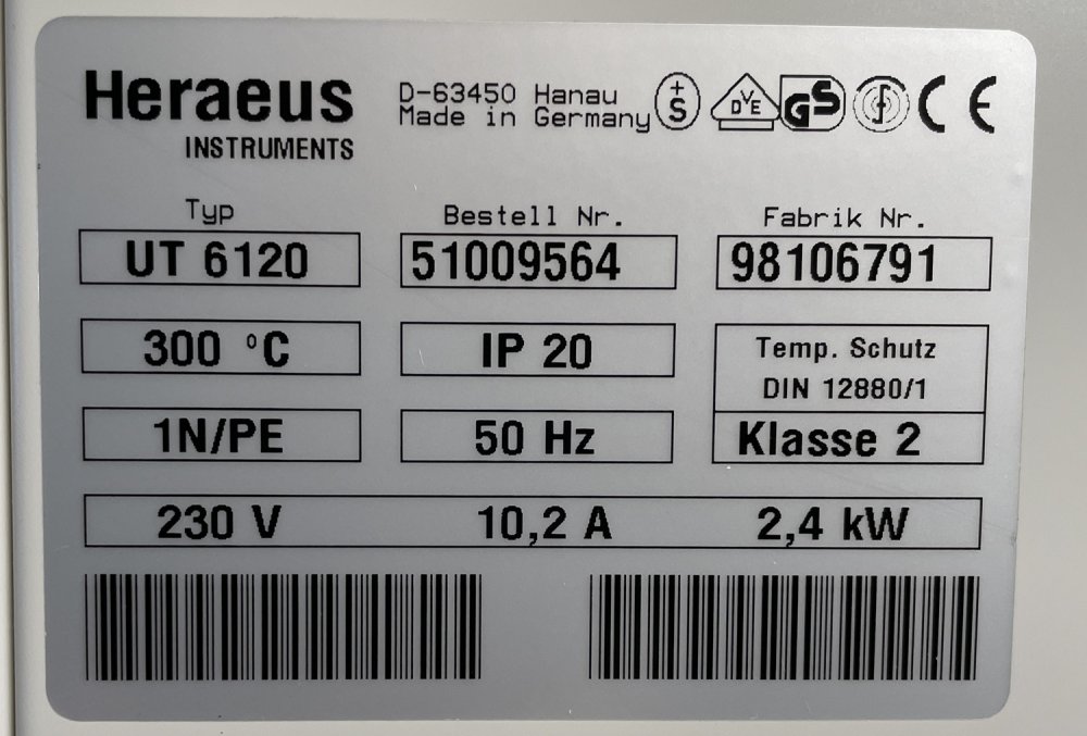 HARAEUS UT 6120 Armoire séchoire