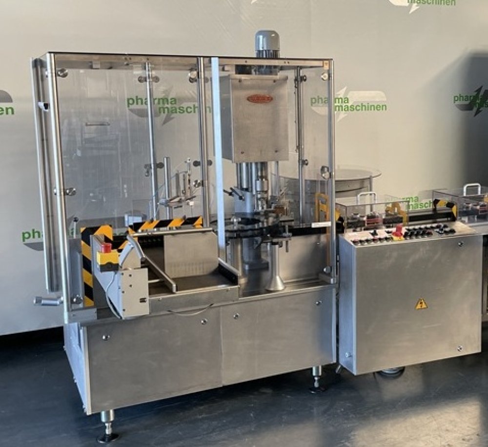 BAUSCH + STRÖBEL Line KSF 1020 + ESA 1002 Filling and Screw Capping machine for liquids with labeler